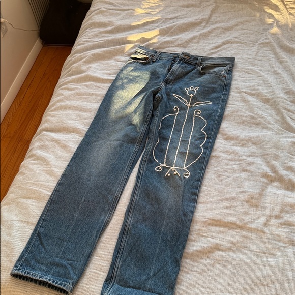 B SIDES Blue Jeans with White Embroidery - Picture 5 of 5